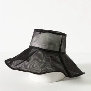 Anthropologie Black Sheer Tulle Hat